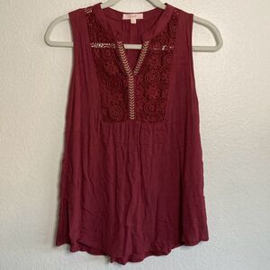 Boho Knit Tank Brick Red size Small